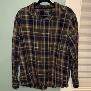 Eddie Bauer Men's Casual Plaid Shirt - Navy and Brown
